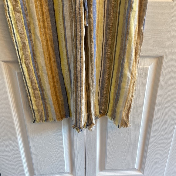 DREW lemon cole linen yellow striped jumpsuit raw hem size M - Picture 6 of 9